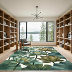 Botanical Sage Lotus Water Lily Garden Rug
