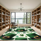 Emerald Leprechaun Hat Shamrock Clover Tile Rug