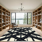 Bold Black Intersecting Lines Rug