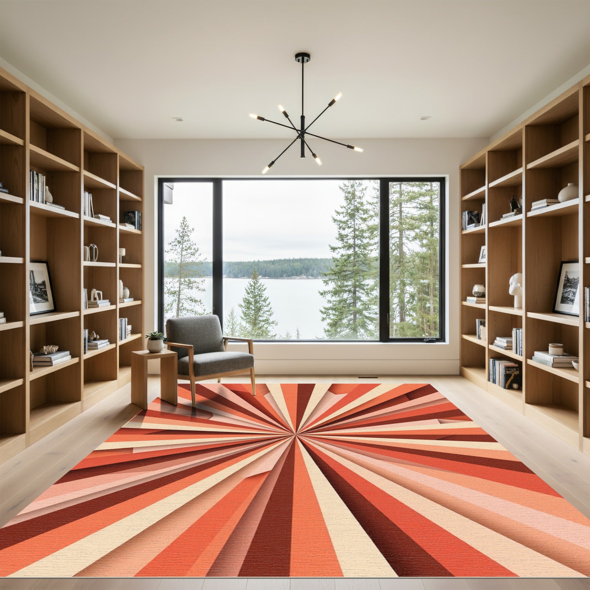 Terracotta Sunburst Stripe Rug
