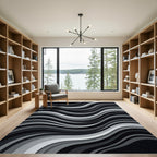 Monochrome Wave Layered Composition Rug
