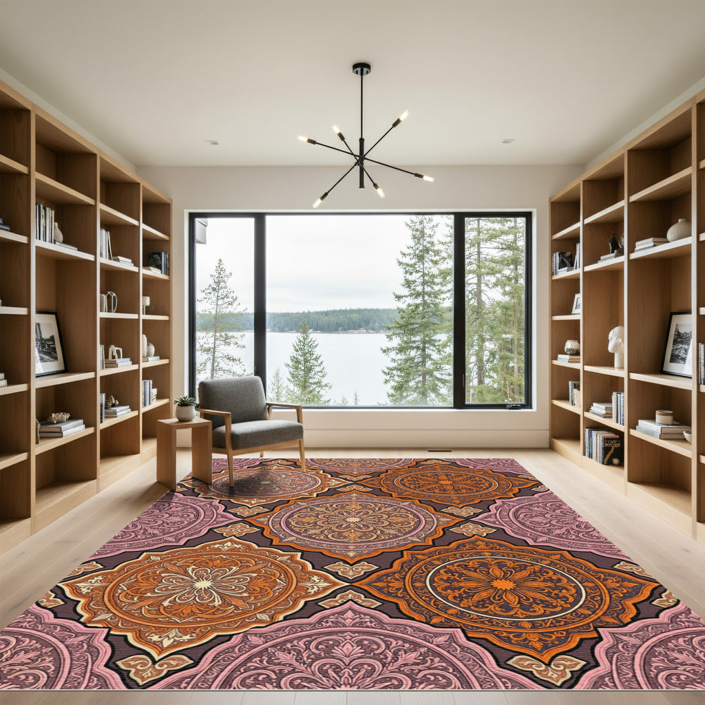 Warm Amethyst Arabesque Medallion Rug