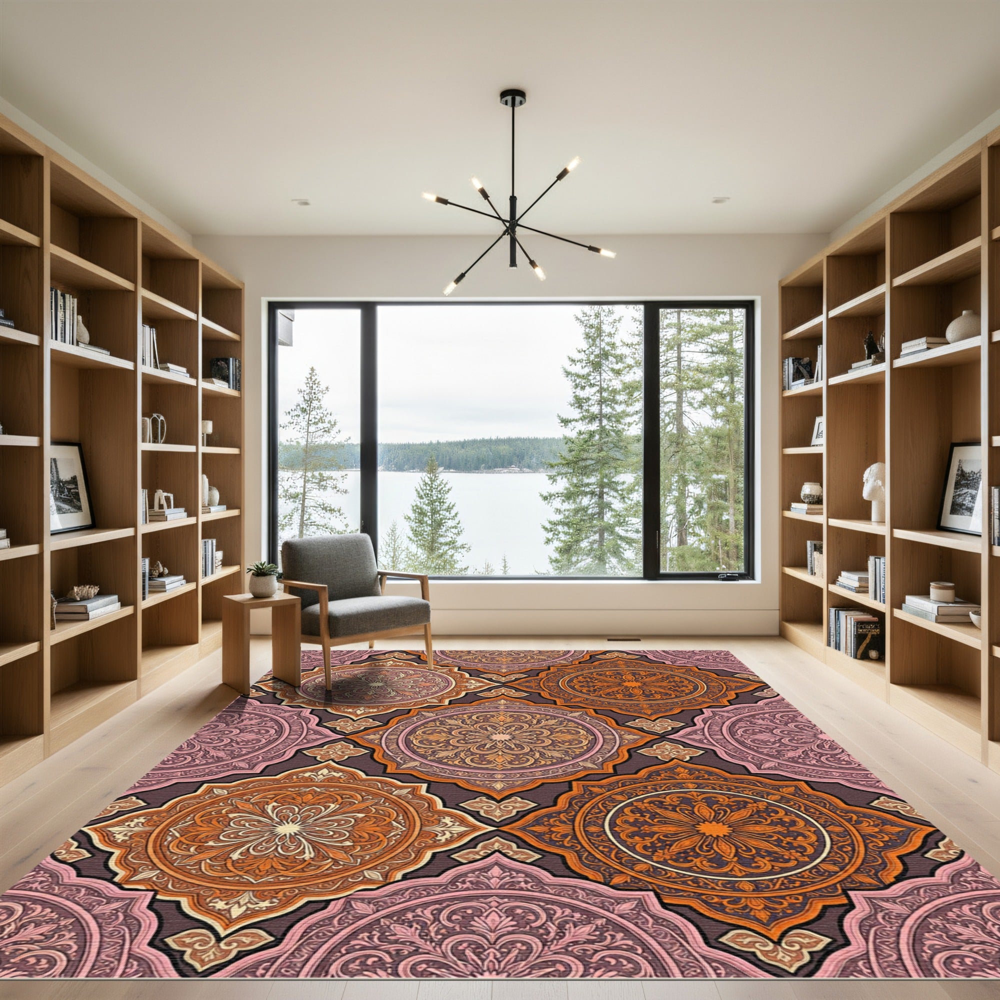 Warm Amethyst Arabesque Medallion Rug
