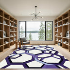 Geometric Purple Hexagon Linked Lattice Rug