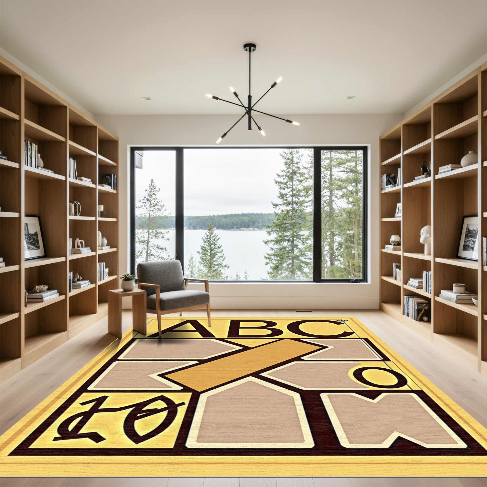 Abstract Geometric Letter Blocks Rug