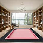 Soft Pink Layered Geometric Frame Rug
