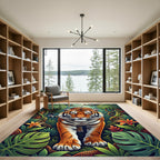Vibrant Tiger Tropical Jungle Foliage Rug