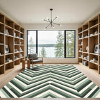 Sage Green Striped Chevron Rug