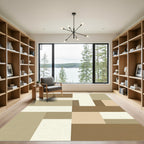 Modern Earthy Tone Geometric Blocks Rug