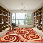 Copper Radiant Swirl Abstract Art Rug