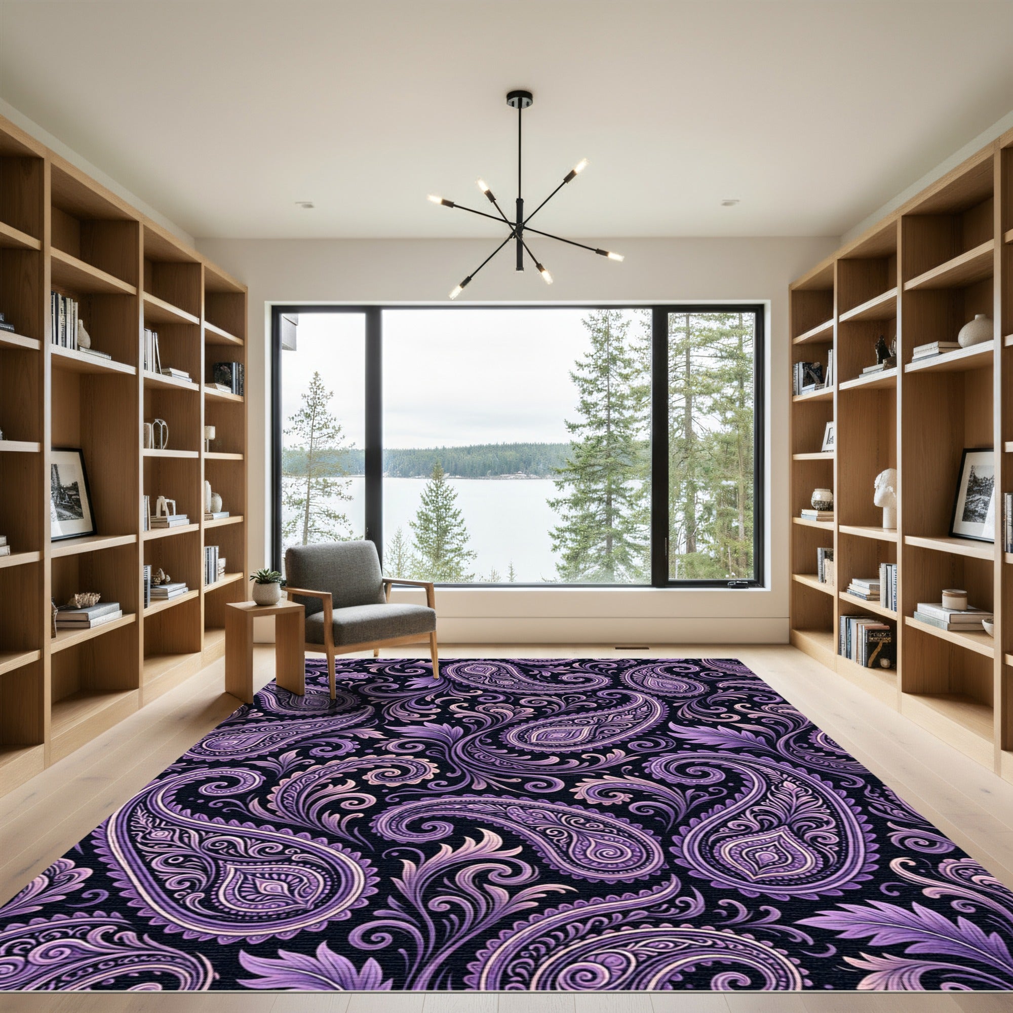 Regal Purple Paisley Flourish Rug
