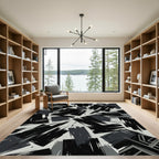 Monochromatic Graphic Brush Stroke Composition Rug