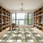 Earthy Tan and Olive Plaid Rug