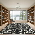 Black Ivory Ornate Damask Rug