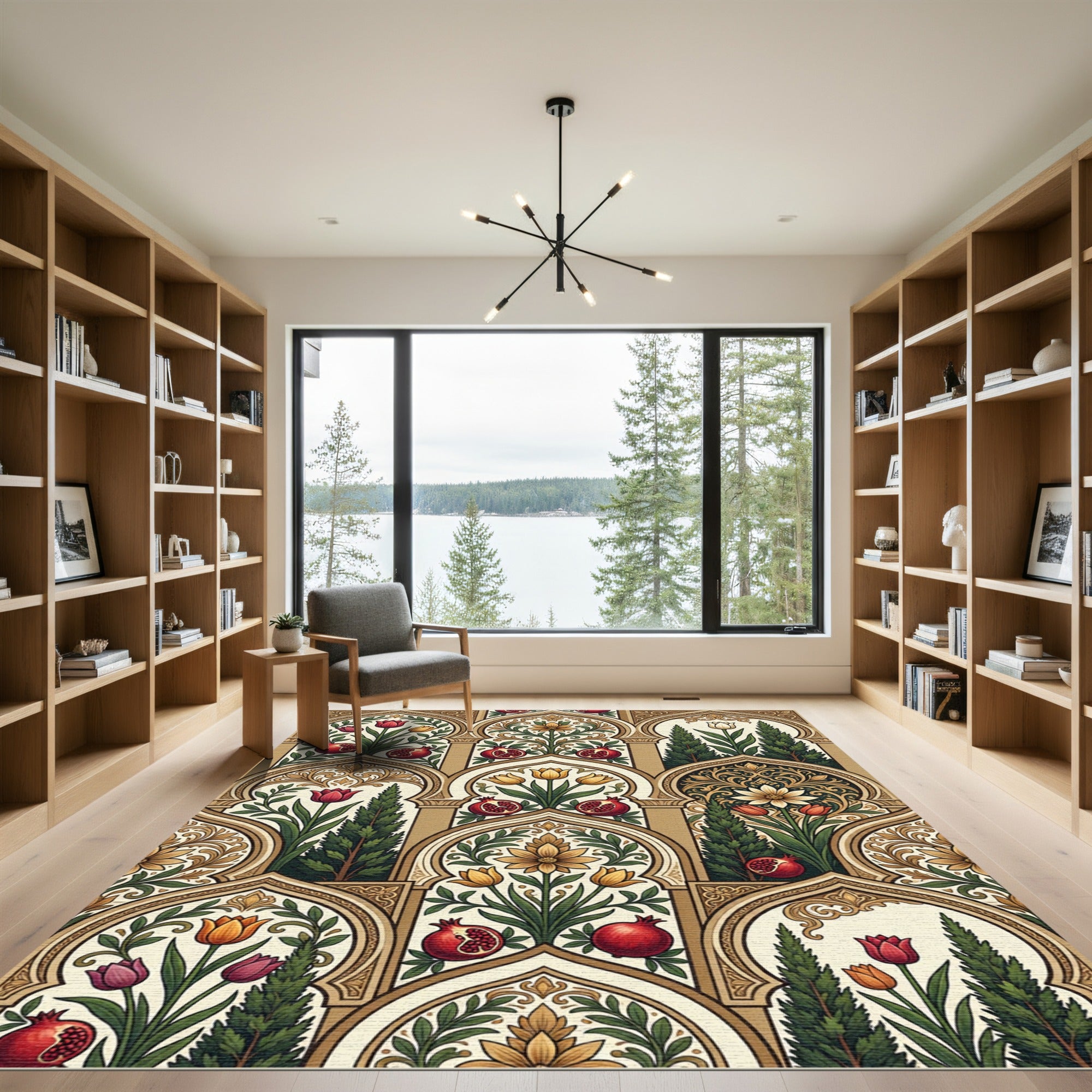Rich Pomegranate Tulip Archway Garden Rug