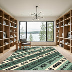 Sage Green Earthy Tribal Geo Stripe Rug
