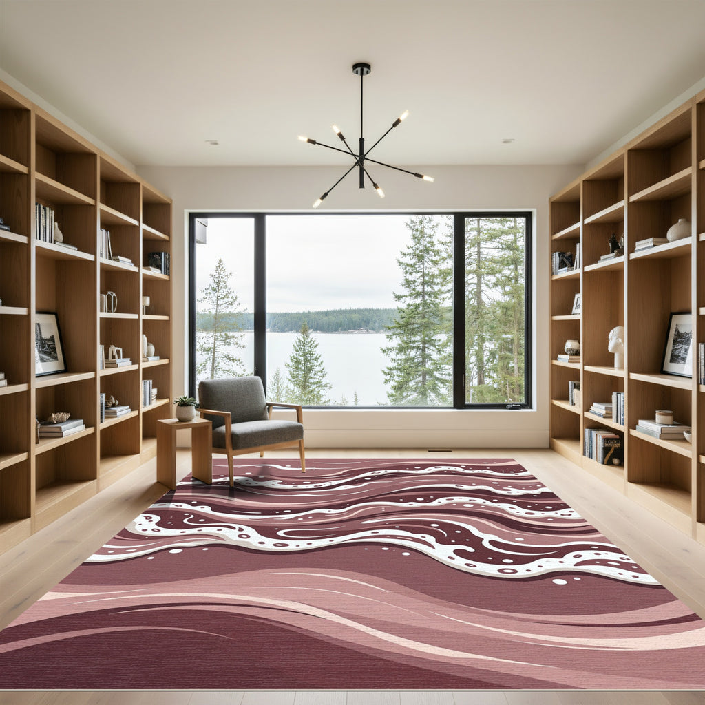 Rich Chocolate Wave Abstract Rug
