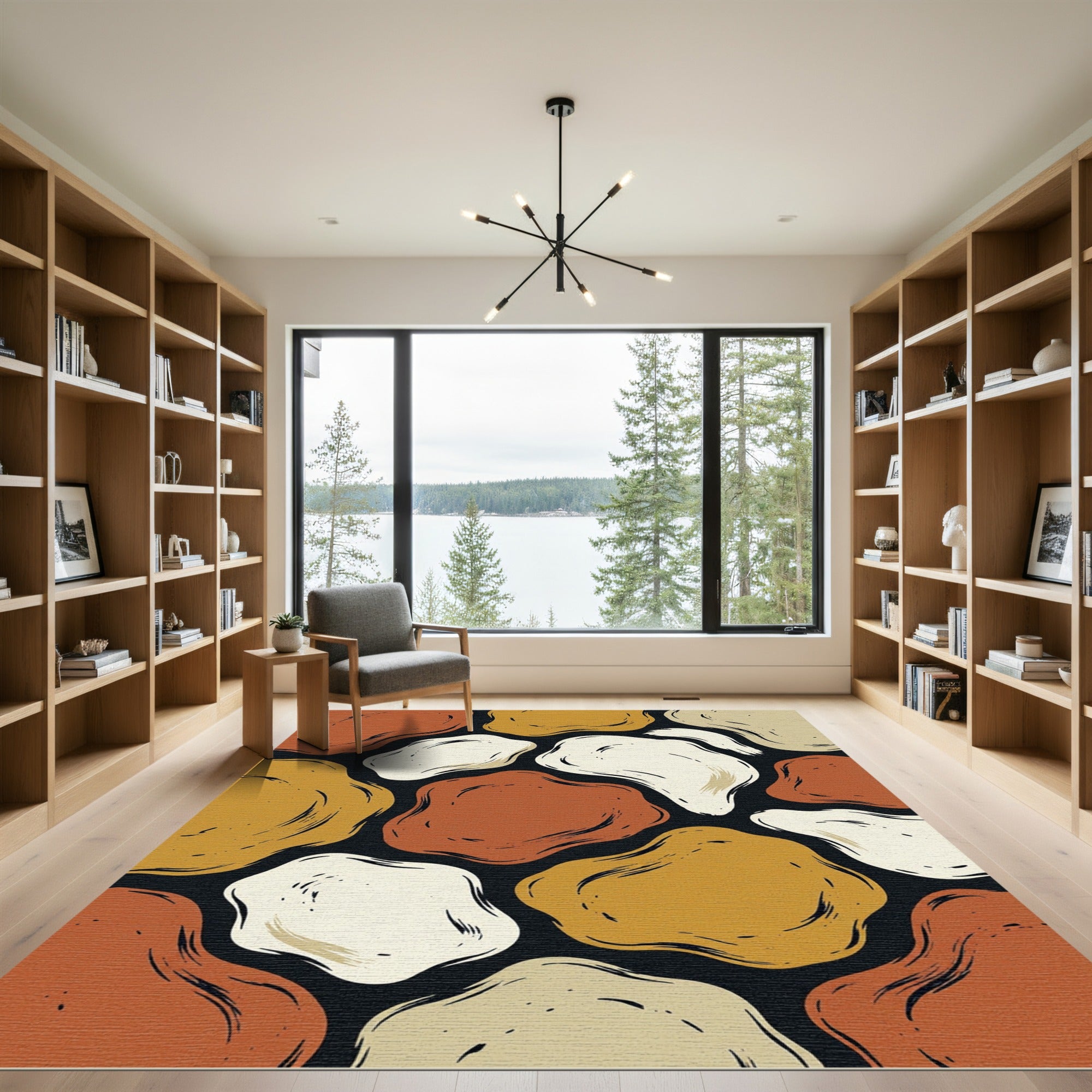 Abstract Organic Shape Earthy Tones Rug