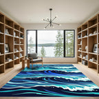 Deep Blue Ocean Wave Art Rug