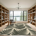 Dark Green Fern Botanical Pattern Rug
