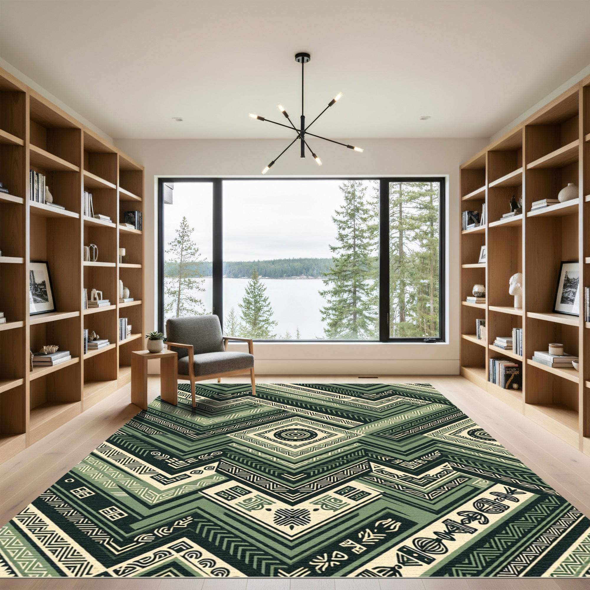 Sage Geometric Chevron Tribal Rug