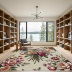 Vintage Rose and Peony Bouquet Rug