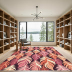 Warm Boho Feather Leaf Composition Rug