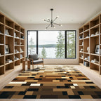Warm Earth Tones Pixelated Stripe Rug