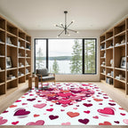 Romantic Pink and Red Floating Hearts Rug