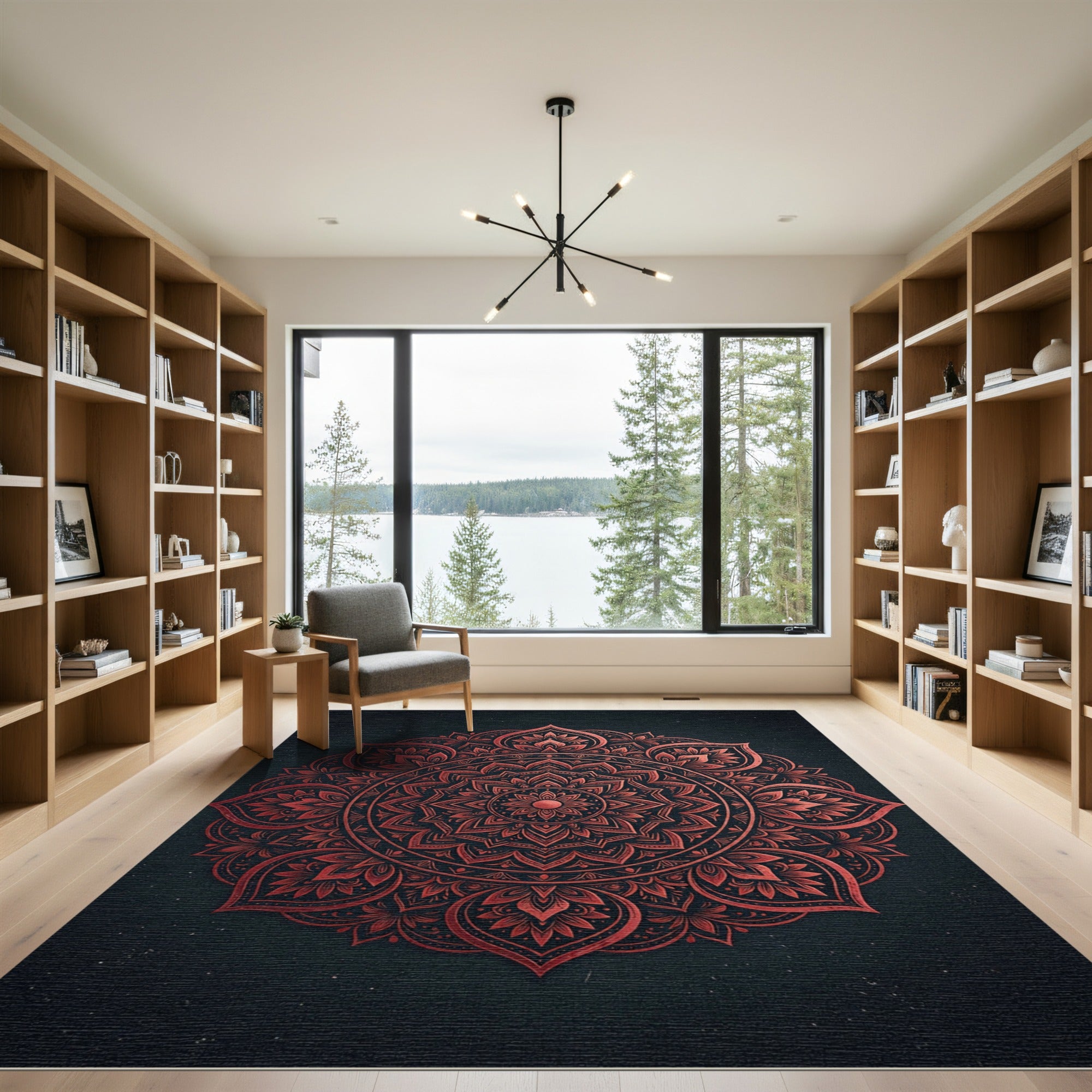 Ornate Copper Mandala Floral Medallion Rug