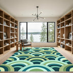 Aqua Teal Gradient Rainbow Arc Rug