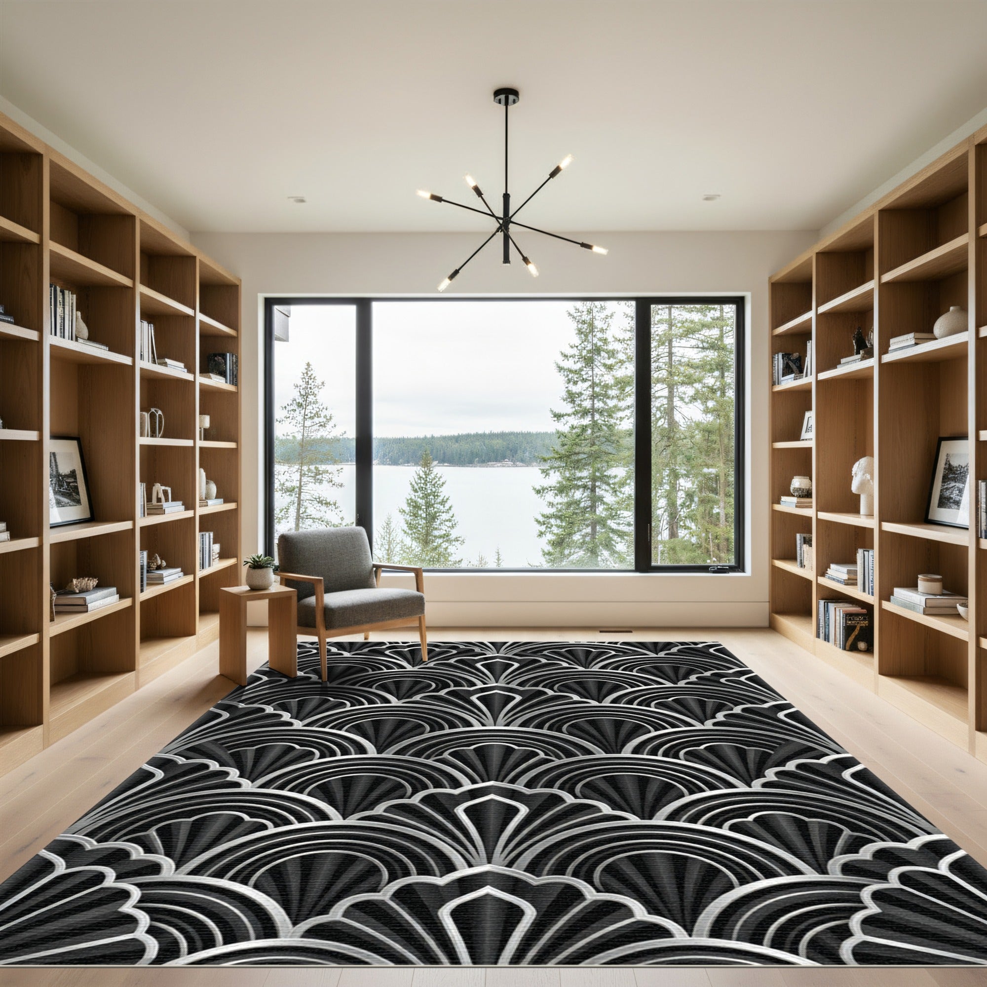 Art Deco Silver Fan Collection Rug