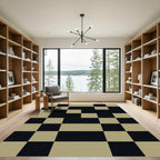 Black Tan Geometric Checkerboard Rug
