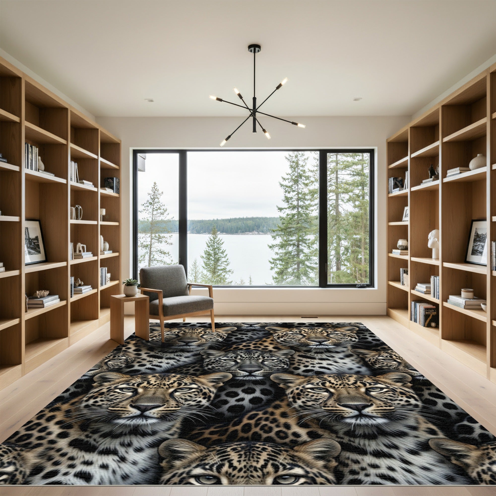 Majestic Leopard Head Safari Tapestry Rug