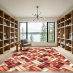 Woven Terracotta Chevron Texture Rug