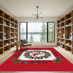 Christmas Snowman Holly Garland Rug