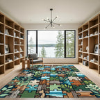 Coastal Cabin Puzzle Botanical Decor Rug
