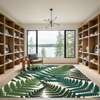 Verdant Green Fern Frond Overlay Rug