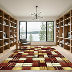 Terracotta Gold Beige Woven Stripes Rug
