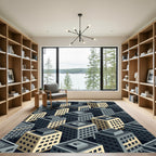 Geometric Cityscape Buildings Isometric Rug