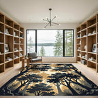 Golden Forest Canopy Silhouette Rug