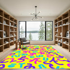 Bright Yellow Playful Numeral Splash Rug