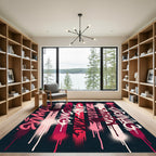 Urban Pink Graffiti Drip Stripes Rug
