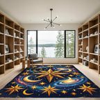 Celestial Golden Starry Galaxy Abyss Rug