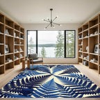 Deep Blue Fern Frond Radiating Rug