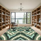 Chevron Diamond Zigzag Green Rug