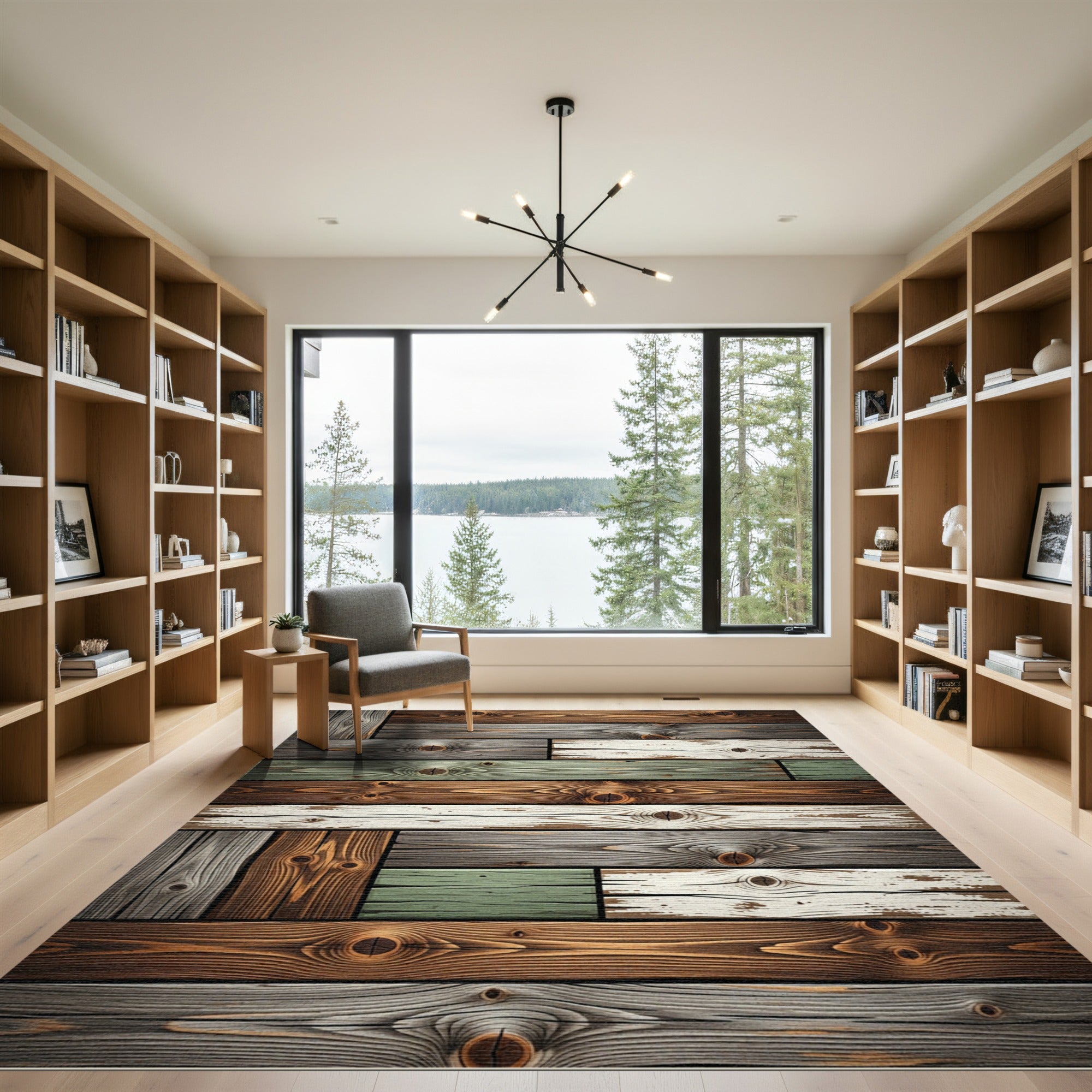 Rustic Weathered Multi Tone Plank Rug