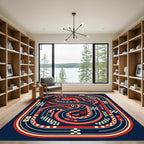 Retro Red and Navy Racing Track Rug
