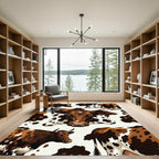 Brown and White Highland Cow Collage Rug