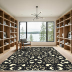 Dark Floral Filigree Medallion Rug